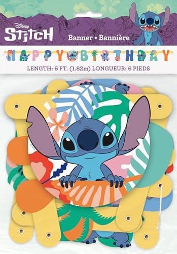 Disney Lilo and Stitch 'Happy Birthday' Multicolor Jointed Banner, 6.94" (1 Count) - Perfect for Indoor & Outdoor Celebrations thumbnail 3
