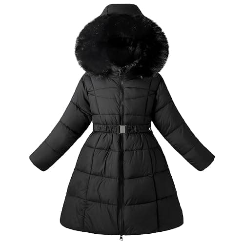 Tumaron Kids Girls Fur Collar Hooded Dress Coats Winter Warm Parka Long Puffer Jackets - Image 1