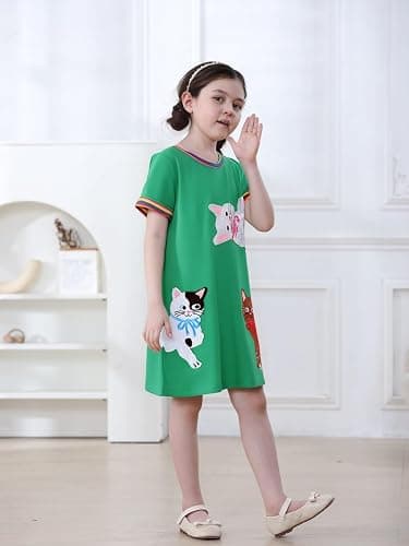 FreeLu Toddler Girls Striped Summer Dress Cartoon Appliques Dresses Girls Cotton Casual Clothing 2-7Y thumbnail 2