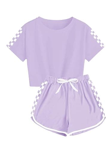 Haloumoning Unisex Girls Boys 2 Piece Outfits Crop Tops and Shorts Set Soft Cotton Clothing Sets Sports Tracksuit - Image 1