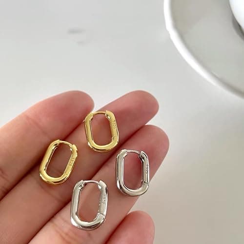 925 Sterling Silver Hoop Earrings, Hypoallergenic Small U Hoop Earrings, Minimalist Huggie Earrings for Women Teen Girls Jewelry Gifts Silver/Gold thumbnail 6