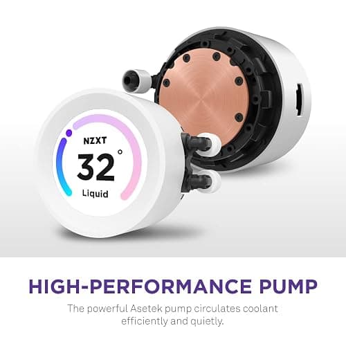 NZXT Kraken Elite 360 RGB - RL-KR36E-W1-360mm AIO CPU Liquid Cooler - Customizable 2.36" LCD Display for Images, Performance Metrics and More - High-Performance Pump - 3 x F120P RGB Fans - White thumbnail 4