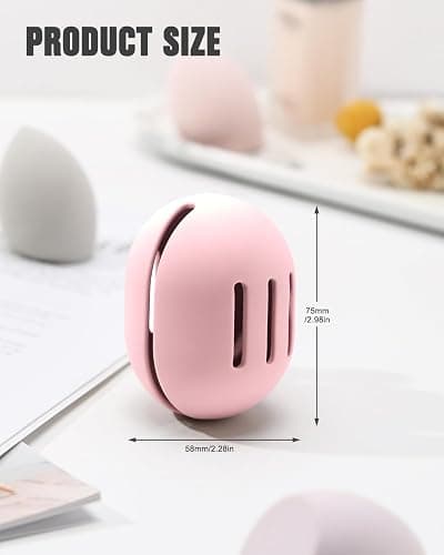 FERYES Silicone Makeup Sponge Holder Unbreakable and Eco-Friendly for Travel Pink thumbnail 7