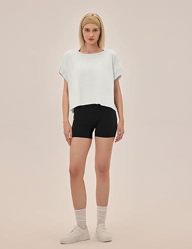 UNIANKIYA Open Back Workout Tops for Women Loose Fit Athletic Crop Tee Short Sleeve Gym Running Yoga Shirt thumbnail 3