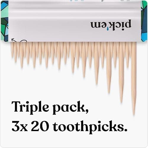 pick'em flavoured toothpicks Macho Mint [TRIPLE PACK] - 60x flavoured toothpicks - the lifestyle alternative to chewing gum (icy & minty flavour) - toothpicks with flavour - toothpicks wooden thumbnail 3