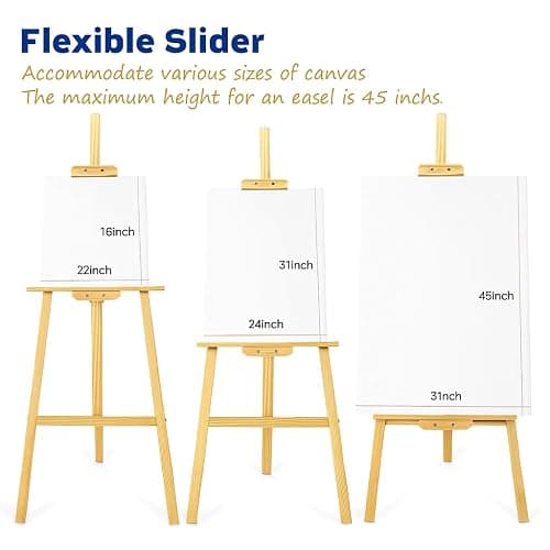 finenolo Wooden Easel Stand for Painting, 45" Adjustable Height Folding Art Easel for Canvas, Drawing, Wedding Signs & Posters, Ideal for Adults, Artists, Beginners, Students & Kids thumbnail 2