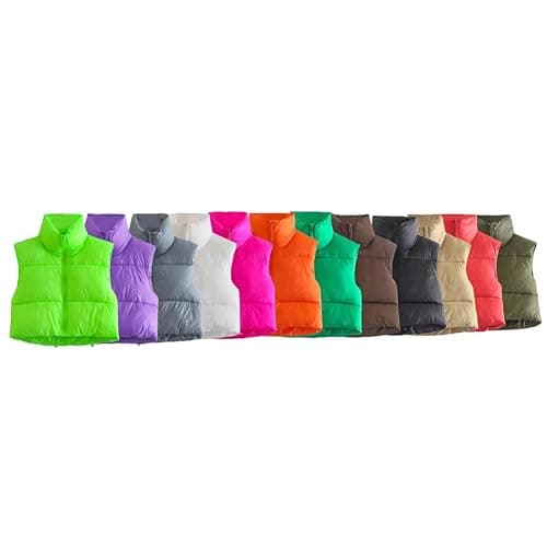KEOMUD Women's Winter Crop Vest Lightweight Sleeveless Warm Outerwear Puffer Vest Padded Gilet thumbnail 7