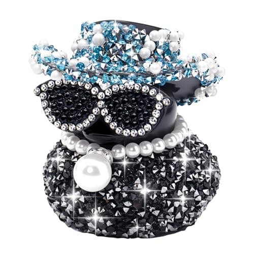 wonuu Black Diamond Rubber Duck Car Ornaments Funny Office Gifts Dashboard Decorations for Cool Car Accessories, Dark Blue - Image 1