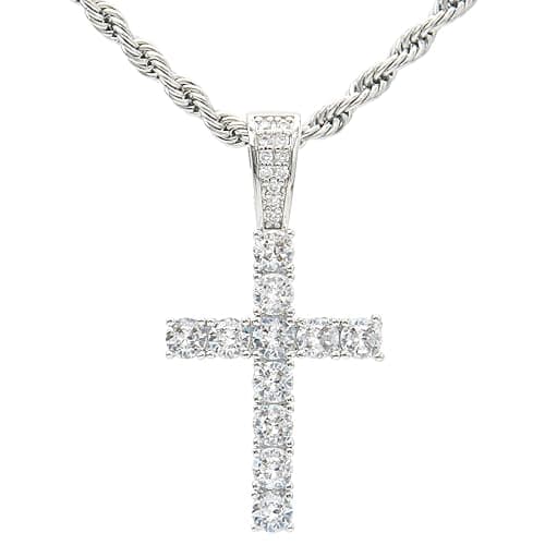 KONFEN Kette Herren Damen mit Anhänger, Schädel Kreuz Halskette Wikinger Ketten aus Edelstahl mit Zirkonia, Horus Auge Kreuz Kreuzanhänger, Kettenanhänger Edelstahlkette Kruzifix Necklace Men - Image 1