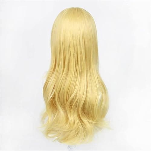 60cm Long Yellow Blonde Loose Wavy Princess Halloween Cosplay Costume Wig | Princess wig Heat Resistant High Temperature Synthetic Fiber Halloween Party Wig Dress Up Anime Show Blonde Hair thumbnail 4