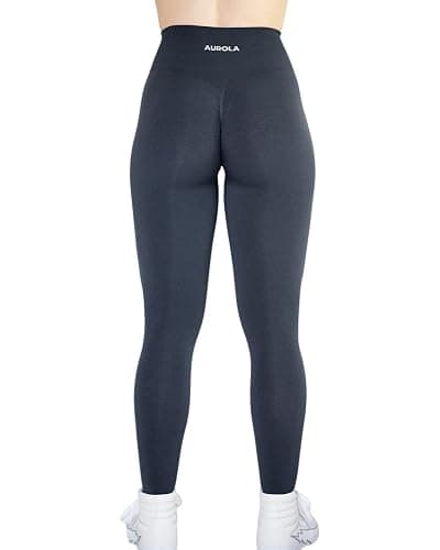 AUROLA Workout Leggings for Women Seamless Scrunch Tights Tummy Control Gym Fitness Girl Sport Active Yoga Pants - Intensify - Medium - Black Marl thumbnail 2