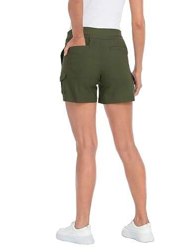 HDE Women's Cargo Shorts with Pockets High Waisted Pull On Stretch Casual Shorts thumbnail 5