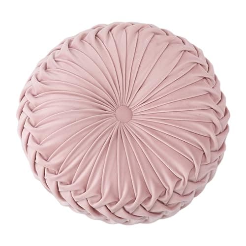 Baiyuruodie Round Velvet Pillow, Sofa Bed Bedroom Decorative Throw Pillow (38cm, Light Pink) - Image 1