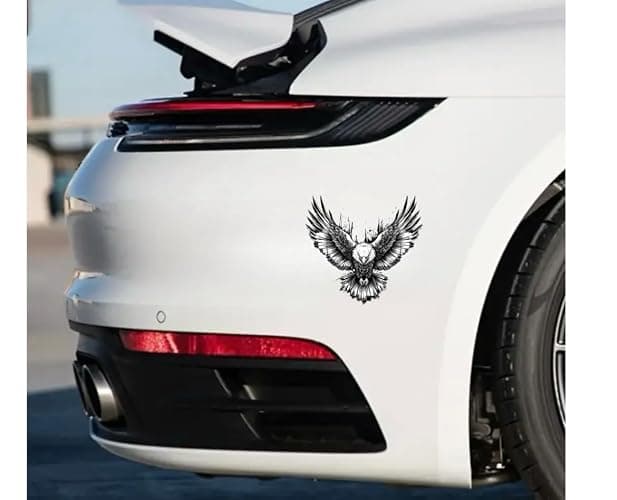 MAKTEM Majestic Soaring Bald Eagle Car Decal - Patriotic Splatter Art Vinyl Sticker for Trucks, SUVs, and Jeeps - Weatherproof Outdoor Graphic - Black & White Artistic Flying Bird Design (Eagle wings) thumbnail 2