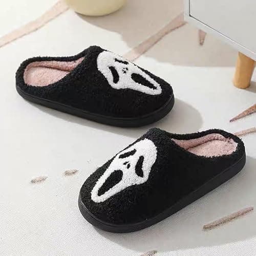 TBAVNOSY Unisex Halloween Slippers Spooky Ghost Slippers Cute Cozy Warm Plush Slip-On House Indoor and Outdoor Shoes thumbnail 8