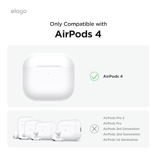 elago Armor Compatible with AirPods 4 Case - for AirPods 4th Generation Cover, Carabiner Included, Supports Wireless Charging, Shock Resistant, Full Protection (Stone) thumbnail 2
