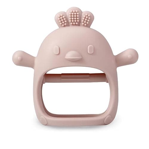 PandaEar 2 Pakc Silicone Baby Teething Toys| Baby Hand Teether Mitten for Sucking Needs| Baby Chew Toys Hand Pacifier for Soothing Teething Pain Relief (White/Pink) thumbnail 6