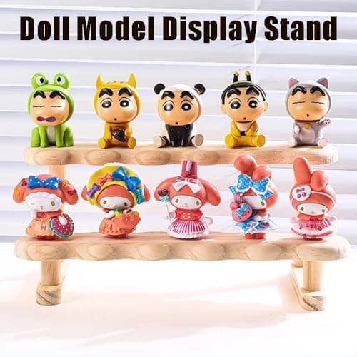 OULIGET Double Deck Wooden Display Riser Stand, Minifigures Doll Model Organizer Stand,Small Plant Perfume Jewelry Storage Rack for Desktop Window Sill Bar thumbnail 3