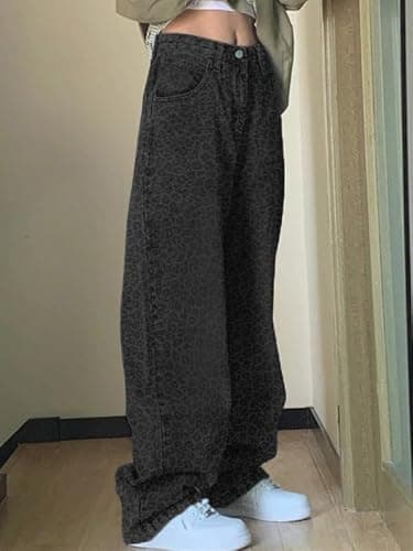 EMMIOL Women Baggy Jeans Mid-Low Waist Boyfriend Streetwear Vintage Jeans Wide Leg Denim Pants thumbnail 2