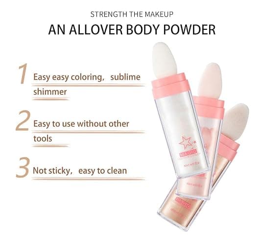 Glitter Powder Highlighter Makeup, Body Brightens the Natural Three-dimensional Face Blusher Patting Powder Highlighter. (01# White moonbeam) thumbnail 4