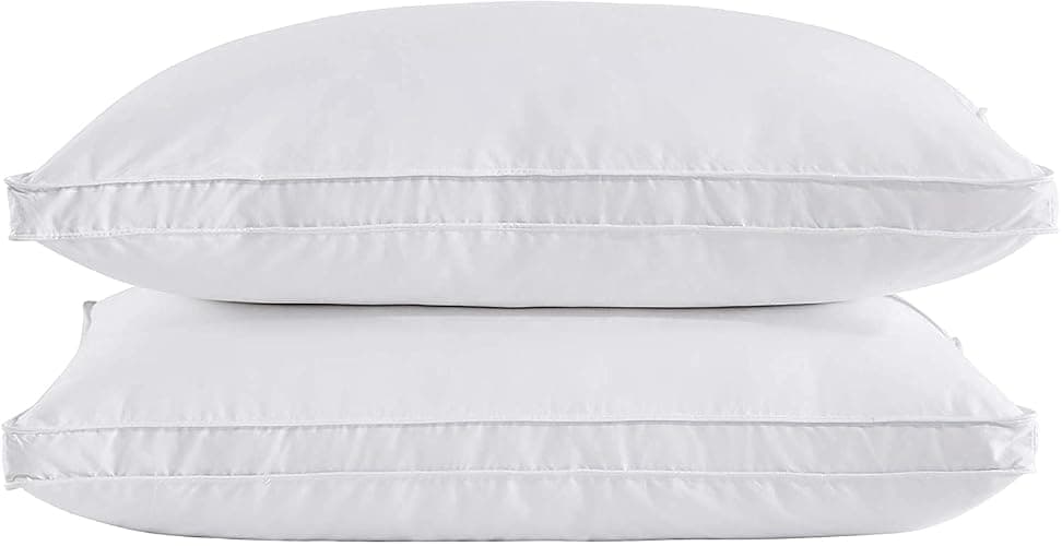 puredown® Goose Feather Down Pillows, Soft Gusseted Bed Pillows for Sleeping with 100% Cotton Shell, Set of 2, King Size - Image 1
