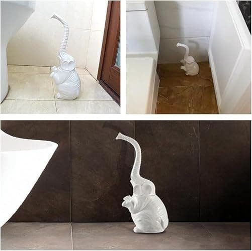 AORTULL Toilet Brush and Holder Set,Modern Ceramic Toilet Bowl Brush Holder,Cute Bathroom Decor, Non-Scratch Bristles, Space-Saving White Household Cleaning Tool for Bathtub thumbnail 5