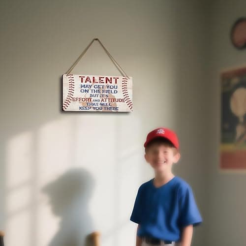 Baseball Room Decor Gifts for Boys 8-12 - Baseball Posters for Boys Bedroom Decorations - Vintage Baseball Sign Sports Decor - Baseball Wall Art Wooden Signs with Motivational Quotes (6x12 Inch) thumbnail 4