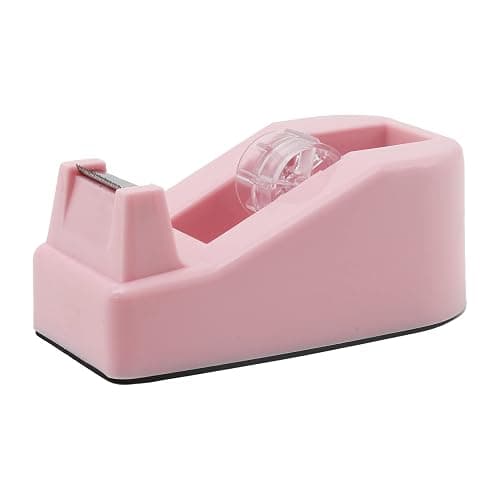 Desktop Tape Dispenser Heavy Duty Desk Accessories Floral Office Tape Dispensers, Weighted Non-Skid Base, Macaron Pink - Image 1