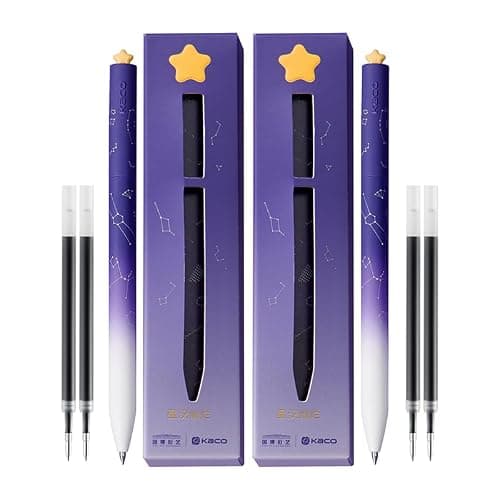 Kaco FIRST Gel Ink Pens, Pack of 2 Pieces Cute Heart Pen Set with Extra 4 Black Refills Holiday Gifts (2 Purple) - Image 1