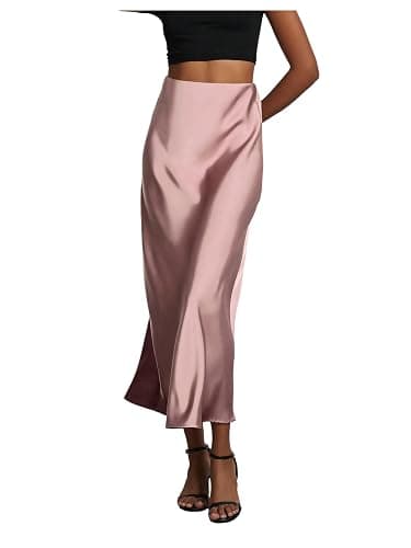 SHENHE Women's Satin Maxi Skirts High Waisted A Line Long Skirts Elegant Office Skirts - Image 1