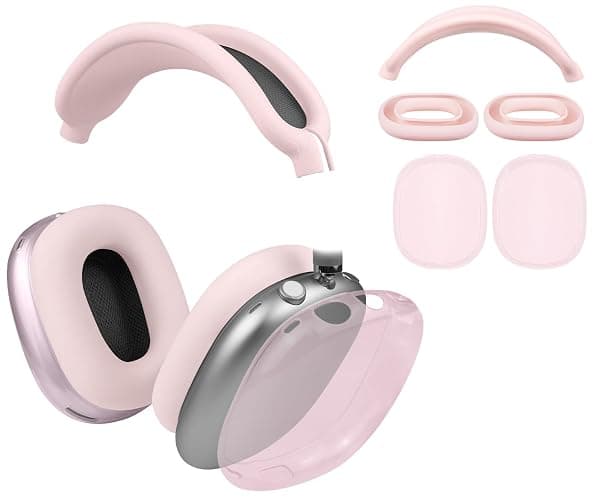 SOULWIT Protective Kit for AirPods Max, Headband Cover + TPU Case Protector + Silicone Ear Pads Cover, Sweatproof Accessory, Easily Washable, Anti-Scratch (Pink) - Image 1
