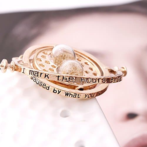 Harry Potter Gold Tone 3D Hourglass Necklace Pendant Time Turner Hermione Pendant Necklace Hermione Granger Rotating Spins Gold Plated Lover's Jewelry thumbnail 5