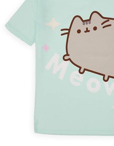 Pusheen Girls Pajama Set | Young Ladies Green Loungewear Short Sleeve T-Shirt & All Over Print Long Leg Pants Complete PJs thumbnail 4
