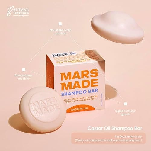 Marsmade Castor Oil Shampoo Bar Hydrating & Moisturizing Natural Hair Soap for Bathing, Hair Growth & Scalp Nourishment, Solid Shampoo for All Hair Types (120g, 4.23 oz) thumbnail 3