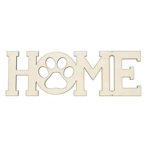 3pcs Home Paw Wood Sign Blank Wooden Dog Cat Paw Plaque Unfinished Wood DIY Crafts Cutouts Ornaments for Puppy Pet House Door Wall Decorative, 7.9x2.6 in - Image 1