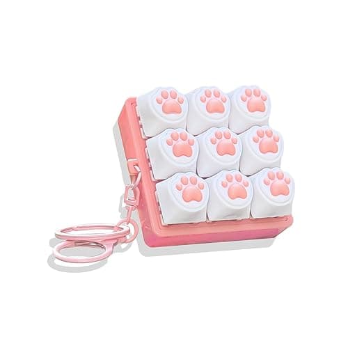 HYuMCCyhT Sound Keyboard Fidget Toy,Fidget Keyboard for Stress Relief, Sound Keyboard Fidget Clicker for Office, School, Travel, Anxiety Keyboard Keychain Gift (Cat's paw 9-in-1) - Image 1