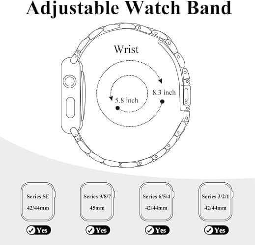 CSJCUBIC Metal band Compatible with Apple Watch Band 46mm 45mm 44mm 42mm 41mm 40mm 38mm for women, Slim Thin Stainless Steel Replacement Adjustable Wristband for iWatch Series 10/9/8/7/6/5/4/3/2/1/SE thumbnail 5