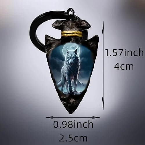 AttractionOil.com Wolf Moon Metal Arrowhead Keychain thumbnail 3
