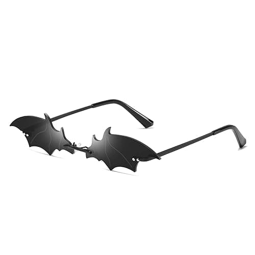 UTTPLL Rimless Fashion Sunglasses Women Men Party Goth Bat Novelty Frameless Glasses Trendy Flame Eyewear UV400 Protection - Image 1