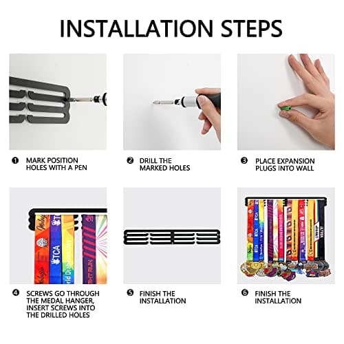 Goutoports Medal Hanger Display - Showcase and Protect Your Medals in Style Metal Resistant to Damage Breakage Bending - Equipped with Mounting Accessories Easy to Install thumbnail 4