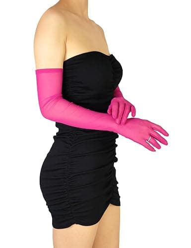 XXDingbs Women's 1920s Flapper Extra Long Sheer Opera Gloves Mesh Tulle Gloves for Bridal Christmas Costume Party Dance thumbnail 5