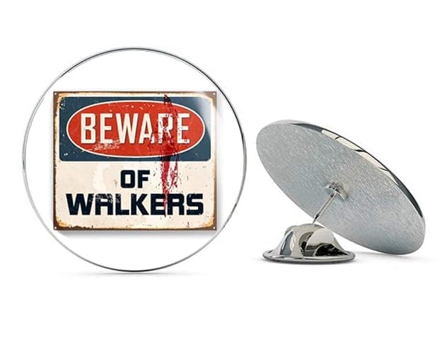 Beware of Walkers Zombie Walking Dead Round Metal 0.75" Lapel Pin Hat Shirt Pin Tie Tack Pinback thumbnail 2