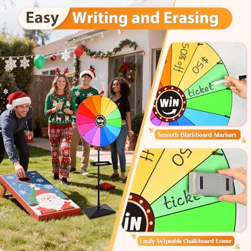 AugFir 24-inch Prize Wheel, Adjustable 32"-61" Height Desktop & Floor Stand Spinning Prize Wheel, Storable Prize Wheel Spinner, Suitable for Party, Carnivals and Tradeshow thumbnail 4