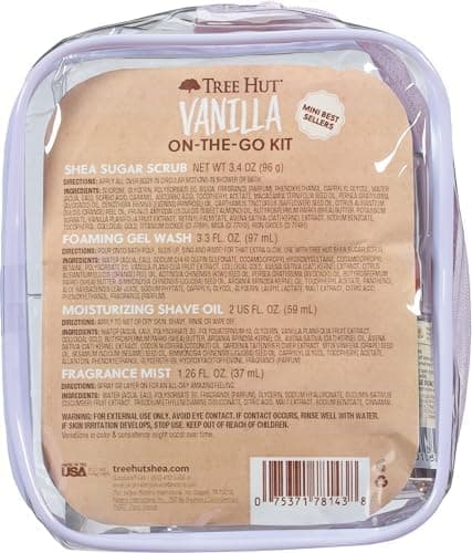 Tree Hut Vanilla Everything Shower Gift Set for Women, Exfoliating Body Scrub, Body Wash, Shave Oil & Body Spray, Self Care Gift Set, Hydrating & Moisturizing with Shea Butter, Travel Size thumbnail 7