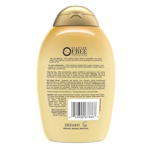 OGX Anti-Hair Fall + Coconut Caffeine Strengthening Conditioner with Caffeine, Coconut Oil & Coffee Extract, 13 Fl Oz thumbnail 2