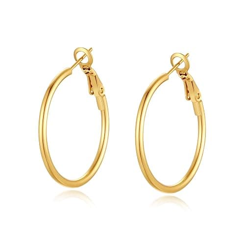 4 Pairs Silver Gold Hoop Earrings for Women | 14K Gold Plated Hoop Earrings Set Hypoallergenic Earring Lightweight Dangle Earrings Set - Image 1