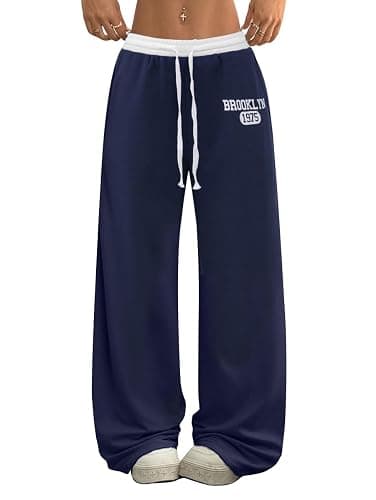 SOFIA'S CHOICE Women's Drawstring Sweatpants Low Waist Wide Leg Pants with Pockets - Image 1