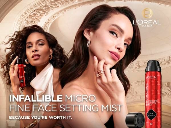 L'Oreal Paris Infallible 3-second Setting Spray, Long-Lasting Fixing Spray for Face, lightweight micro mist non-sticky, transfer proof, sets makeup for up to 36 Hour, 75ml (Pack of 2) thumbnail 19