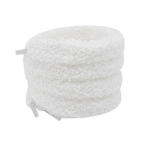 XIANMY Lacets en Peluche pour Chaussures Plates et moelleuses 1,5 cm Cordons de Rechange pour Baskets Chaussures de Sport Chaussures décontractées Bottes 200 cm Blanc - Image 1
