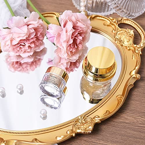 Sooyee Decorative Tray - Gold Mirror Tray for Bathroom Vanity, Dessert & Coffee Table, Home Decor with Handle thumbnail 7